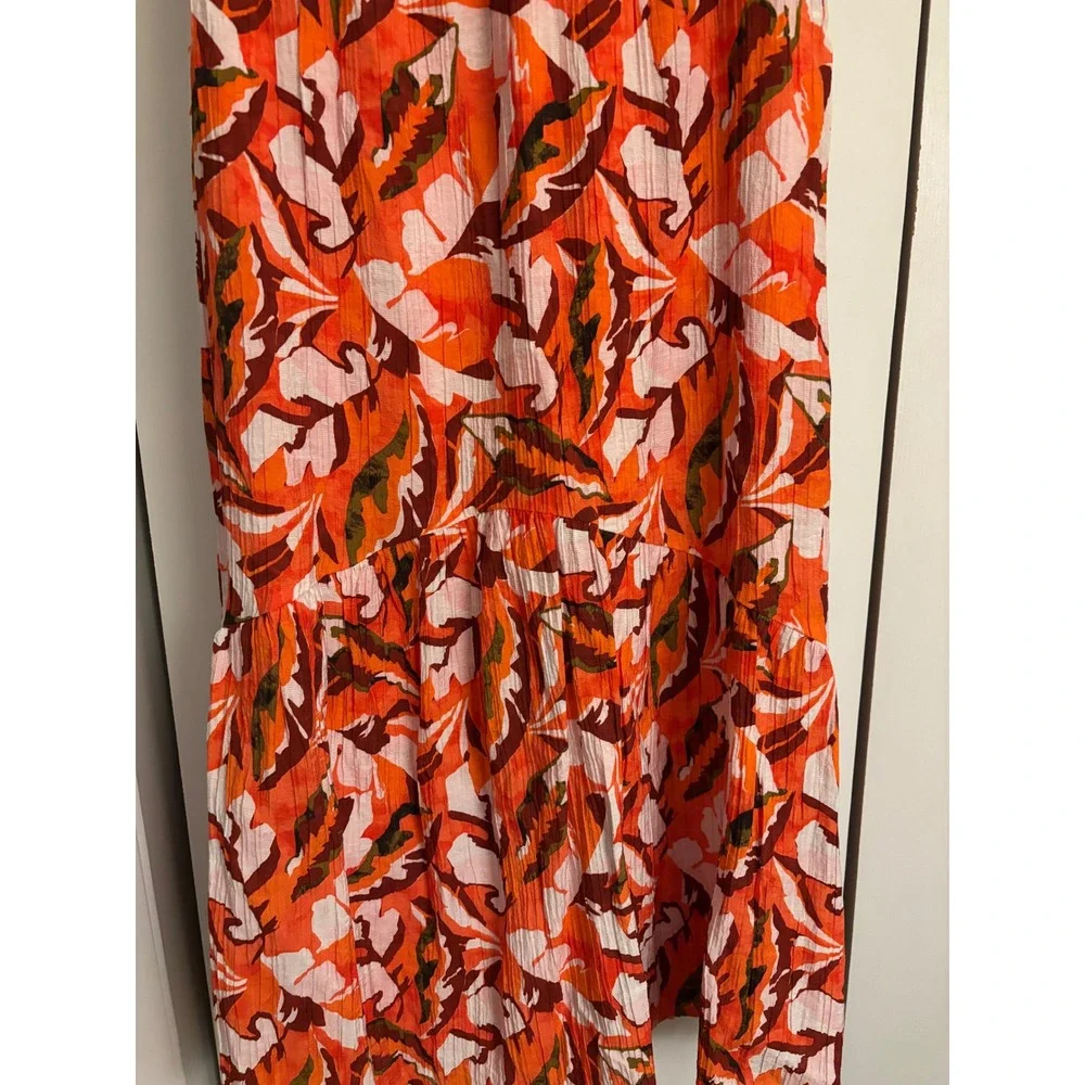 Nine West Tropical Print Sleeveless Maxi Dress Tiered Ruffle Size Medium - Picture 6 of 9